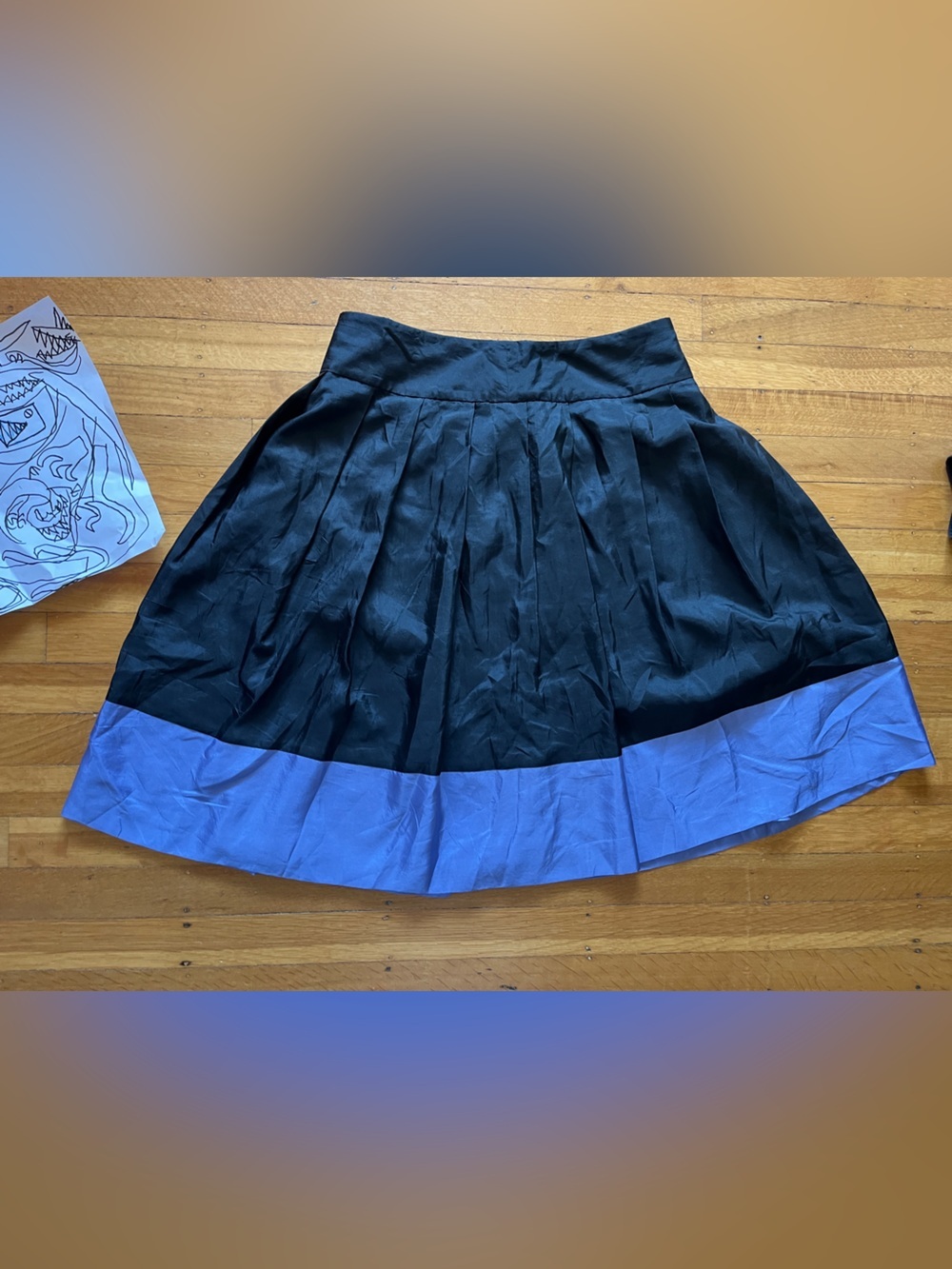 Express Design Studio 100% silk vintage 90s full circle mini skirt black purple